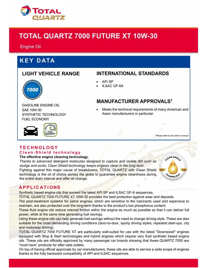 Ficha técnica Quartz 7000 Future XT 10W-30